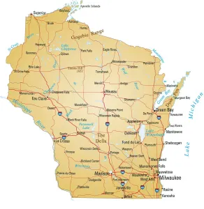 Map Illustrations For Sale Drucke: Wisconsin