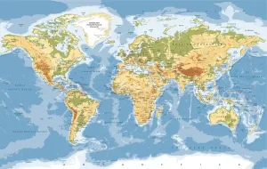 Customizable Reference Maps Drucke: World Map Physical Vector