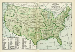 Vintage Map Collection Drucke: United States Map With Data From Census Of 1900