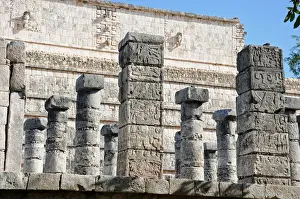 Mayan Temple Drucke: Mayan Temple and Stone Columns, Chichen Itza