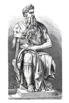 Die Zehn Gebote Drucke: Michelangelo, Zehn Gebote, Illustration und Malerei, Prophet, Moses