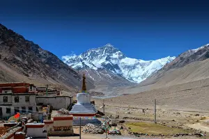Gipfel des Mount Everest aus dem Rongbuk-Monasterium