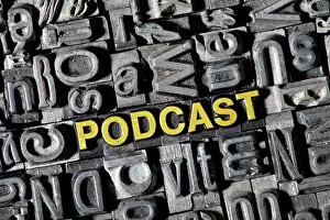 Alte Bleilettren, die Wort Podcast bilden