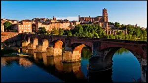 Old Bridge In France Drucke: Panoramic view of Albi