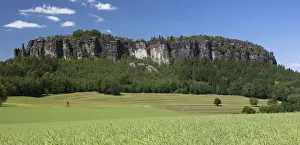 Eastern Germany Nature Drucke: Pfaffenstein low table mountain, Elbe Sandstone Mountains, Saxony, Germany, Europe