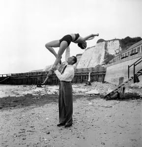 Square Format Black And White Photography Drucke: Dancing On The Beach