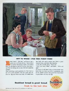 Vintage Family Moments Drucke: Off To Work - For The First Time