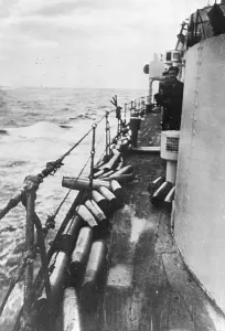 British Navy Cruiser Drucke: Spent Shells