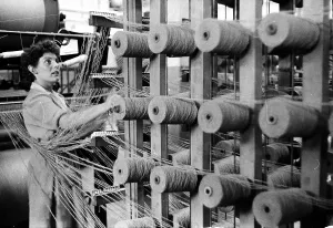 Black And White Industrial Photography Drucke: Spools Of Wool