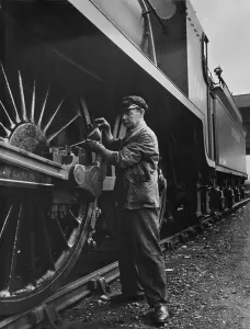 Black And White Photography 1940s Drucke: Troop Train Driver