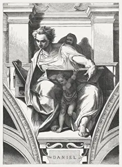 High Renaissance Art Drucke: Prophet Daniel (Sistine Chapel, Vatican), published in 1878