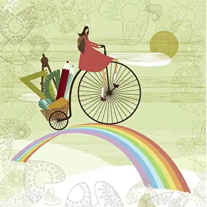 Unique Wall Decor Ideas Drucke: Riding Over a Rainbow