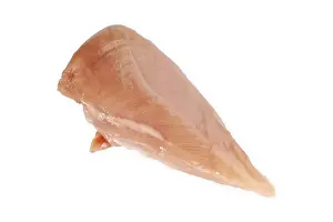 Cut Out Food Images Drucke: Slice of a raw turkey breast