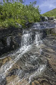 Troms County Landscapes Drucke: Streambed with rock structures, at Mt Keipen, Senja Island, Troms, Norway