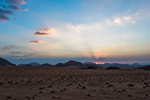 Jordan Desert Landscape Drucke: Sunset over Wadi Rum