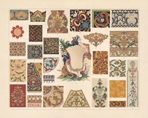 Viele Muster des Barock und Asien, Chromolithografie, veröffentlicht 1897
