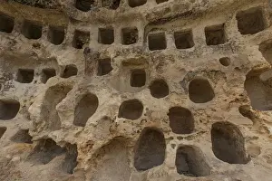 South American Historical Landmarks Drucke: Ventanillas de Combayo tombs, Cajamarca, Peru, South America