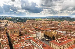 Capital Cities Travel Destinations Drucke: View over Florence with storm clouds