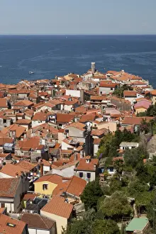 Adriatic Coast Architecture Drucke: View of the historic centre with lighthouse, Piran, Istria, Slovenia