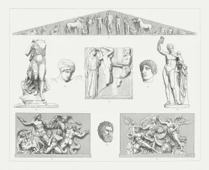 Bildhauerei Drucke: Griechische Bildhauerkunst (Olympia und Pergamon), Holzschnitte, erschienen 1897.