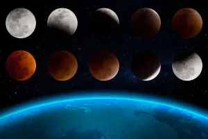 Selenenwächser, totale Mondfinsternis und Blutmond, Montevideo, Uruguay, 2015.