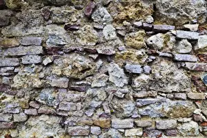 Stone Wall Photography Drucke: Weathered stone wall, brick wall