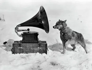 Künstler Drucke: Chris und das Grammophon