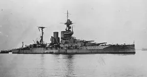 Die HMS Barham ist eine Schiffsklasse der Königin Elisabeth-Klasse Schlachtschiffe. Mai 1929
