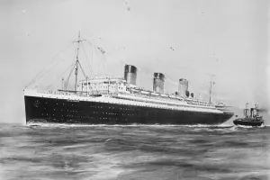 Monochrome Ship Images Drucke: Largest post war designed liner. The Ile de France, of the French Line