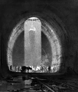 Tunnel Drucke: Arbeitsstrecke im Kilbystunnel vom 8 Juli 1937 Der Tunnel befindet sich nahe der Dorfgemeinde