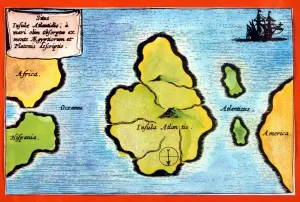 Platon Drucke: Die ATLANTISMappa nach dem Polymaten Athanasius Kircher ( 1602 - 1680 ), der es basierte