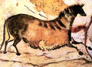 Zeichnungen Drucke: Felsmalerei – Lascaux – Vorzeitliche Wand malerei eines laufenden Pferdes aus der Höhle