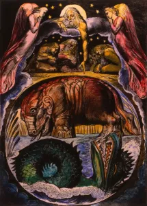 Mensch, Mythos Und Magie Drucke: Die Dämonenformen von Behemoth und Leviathan wie sie durch William Blake im Bild illustriert wurden