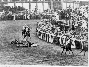 Suffragette Drucke: Der Derby zu Epsom die Suffragetten-Affäre von Emily Davison Das Pferd Anmer (besessen)