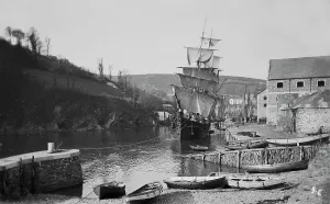 Ostquai von East Looe Quay in Looe im Kornwalle um 1900