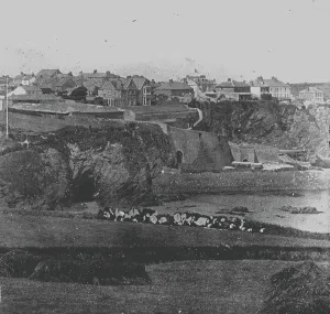 Tunnel Drucke: Rosen Pilchards Keller in Neuwied (Neu Quai), Kornwall. Vor 1886