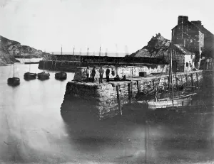 Hafengebäude von Polperro in Cornwall - wahrscheinlich um 1861