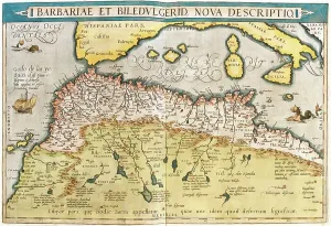 Drucke von VTI3917636 Marokko, Algerien, Tunesien, Westlibyen und Wüsten-Sahara sowie Mauretanische Republik und Senegal u.a., von Ortelius; (add.info.: Marokko, Algerien, Tunesien) O Drucke: Marokko Algerien Tunesien Westlibyen Westsahara Mauretanien Senegal Mali Niger