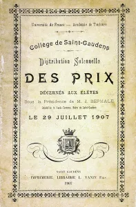 Drucke von PCT4263054 Abdeckung des Programms der feierlichen Preisverleihung, Collège Saint-Gaudens, Haute Garonne, Akademie von Toulouse Garonne Drucke: Die Berichterstattung über das Programm der feierlichen Preisverleihung
