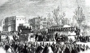 London Underground History Drucke: An engraving depicting the Bayswater line between Notting Hill and Marble Arch