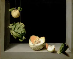 Botanisch Drucke: Kürbis und Rote Beete mit einer Gurke und einem Wassermelonenstiel auf Tafel von Quince um 1602 Öl auf Leinwand