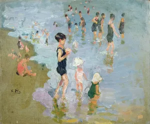Vintage Swimsuits Drucke: The Beach (oil on board)