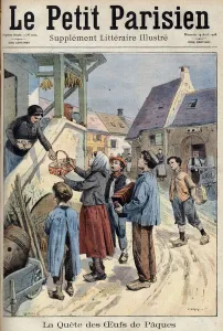 Easter Egg Tradition Drucke: Custom of Easter Feast: The Quest of Easter Eggs. One of the newspaper