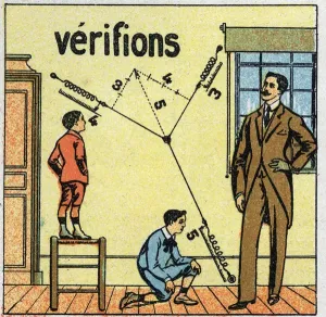Kräfte: Überprüfung der Regeln des Parallelograms; anonyme Illustration aus dem Jahr 1925