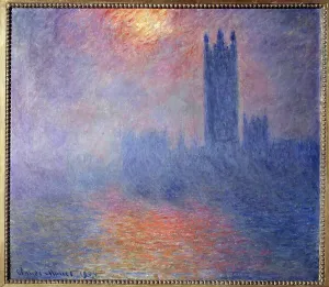 Drucke von JLJ4650737 Die Parlamentsgebäude von London mit Sonne durch den Nebel Claude Monet Drucke: Die Häuser des Parlaments in London mit dem Sonnenlicht durch den Nebel bricht auf