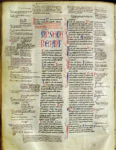 Blatt aus einer Abschrift des Codex Iustiniani (Vellum).