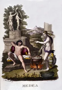 Costa Fine Art Collection Drucke: Representation of Medea preparing his curses after the cycle of Argonauts