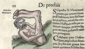 Darstellung eines Sciapoden-Monsters Gravierung aus.