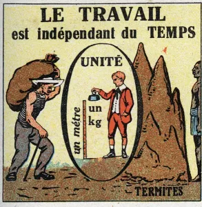 XXth Century Engraving Drucke: Work and power: work is time-dependent. Anonymous illustration from 1925