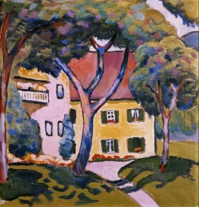 Botanisch Drucke: Haus im Landschaft (Öl auf Leinwand)